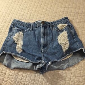 Show Me Your MuMu Distressed Blue Denim Jean Shorts
